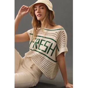 Mother Be Square “Fresh” Boho Crochet Open Knit Pullover Sweater Top Size Small